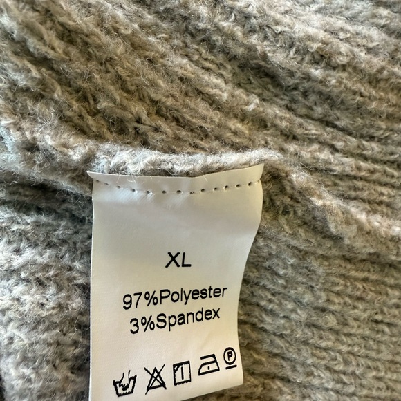 Gray Beige Oversized Ribbed Knit Sweater - Picture 6 of 6